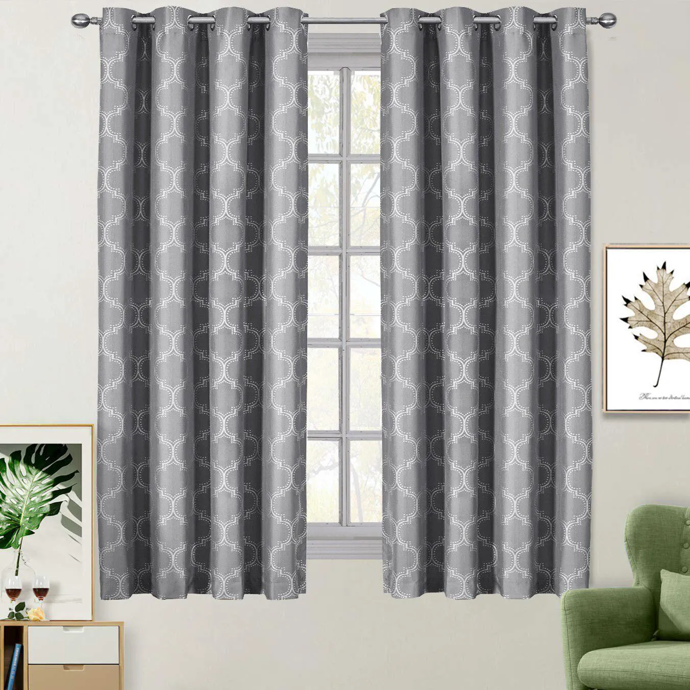 100% Blackout Curtain Panels Alana - Woven Jacquard Triple Pass Thermal Insulated (Set of 2 Panels)