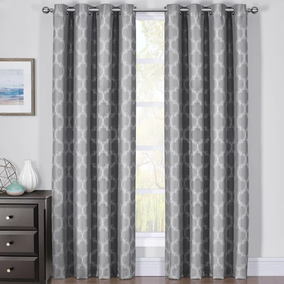 100% Blackout Curtain Panels Alana - Woven Jacquard Triple Pass Thermal Insulated (Set of 2 Panels)