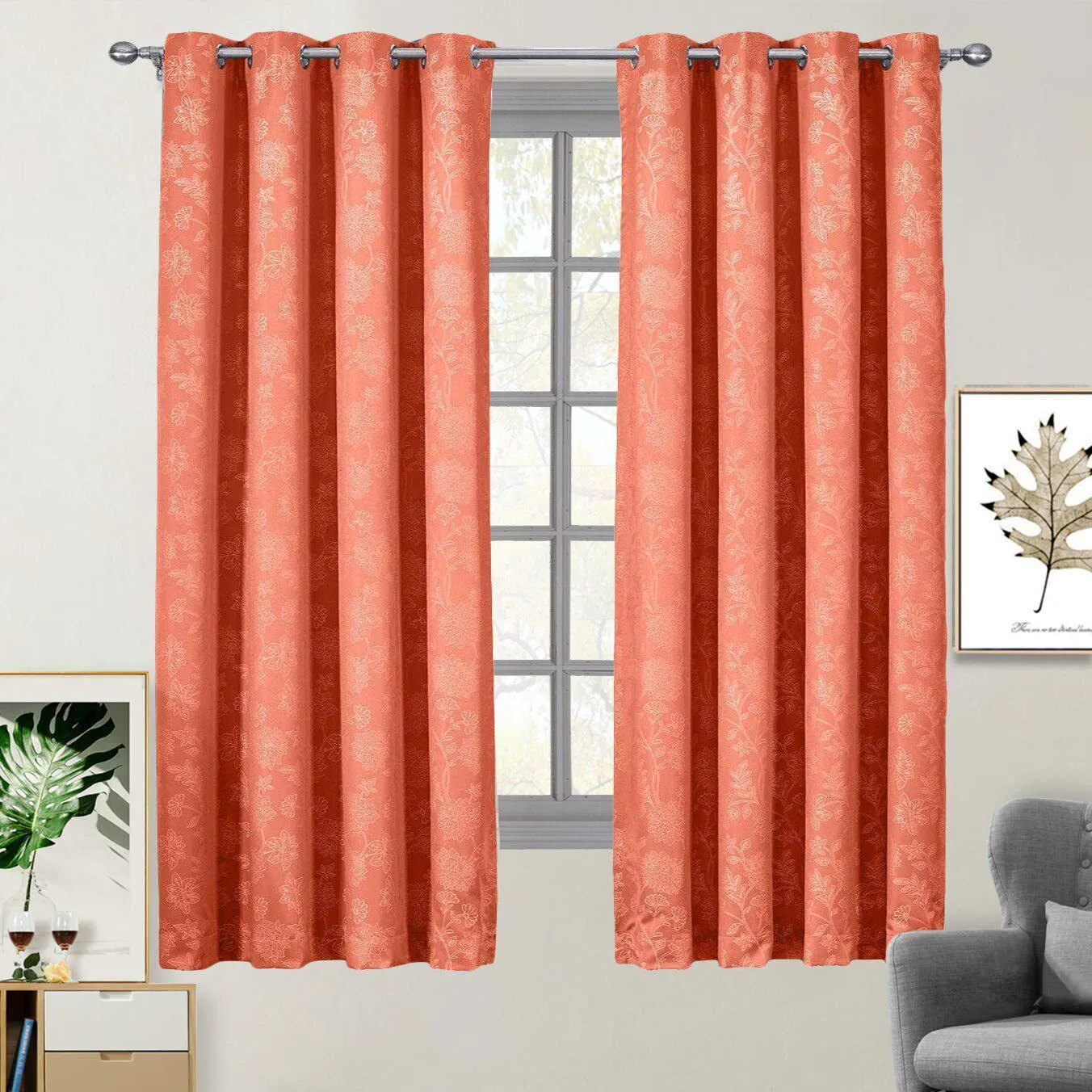 100% Blackout Curtain Panels Fannie - Woven Jacquard Triple Pass Thermal Insulated (Set of 2 Panels)