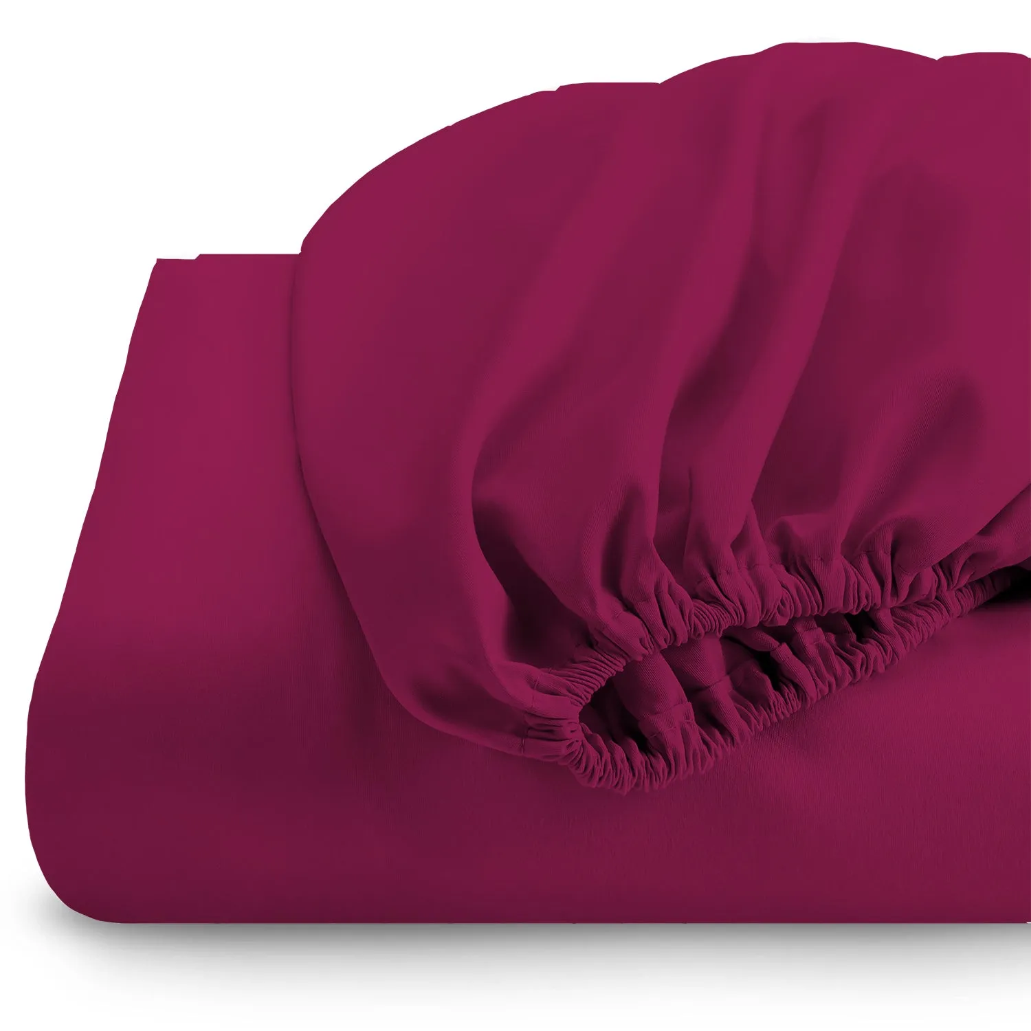 3 Piece Fitted Sheet Set Super Soft Burgundy King Size 180x200 30cm with 2 Pillow Case