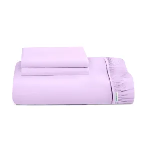 3 Piece Fitted Sheet Set Super Soft Light Purple Single Size 120x200 25cm with 2 Pillow Case