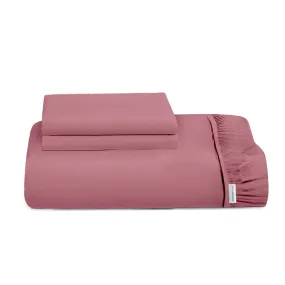 3 Piece Fitted Sheet Set Super Soft Mauve King Size 180x200 30cm with 2 Pillow Case