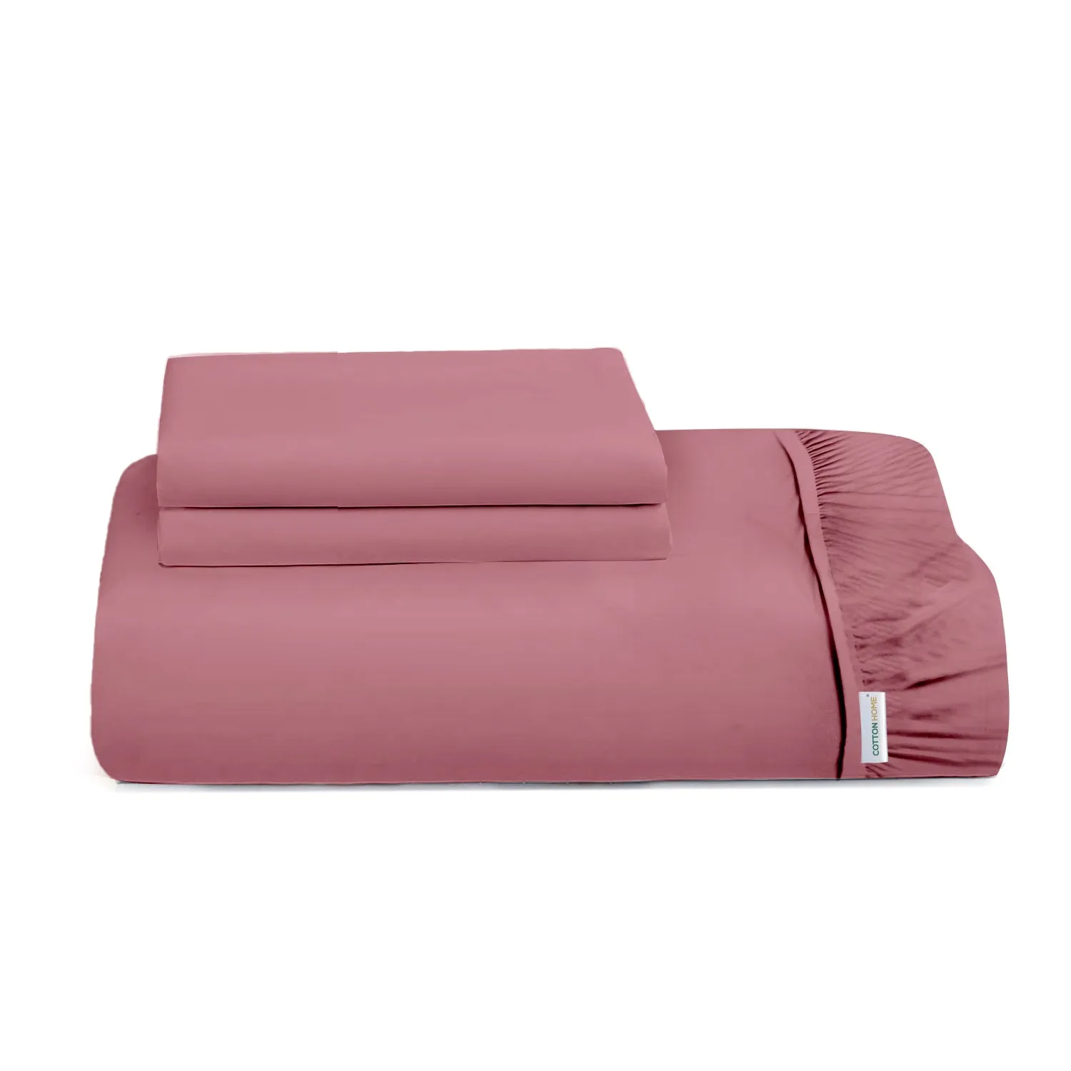 3 Piece Fitted Sheet Set Super Soft Mauve King Size 180x200 30cm with 2 Pillow Case