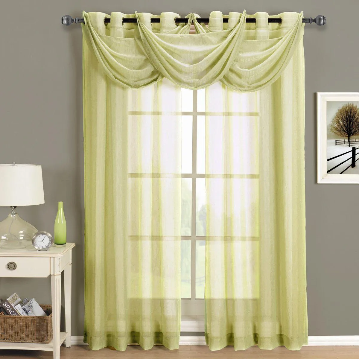 Abri Grommet Crushed Sheer Window Treatment (Single)