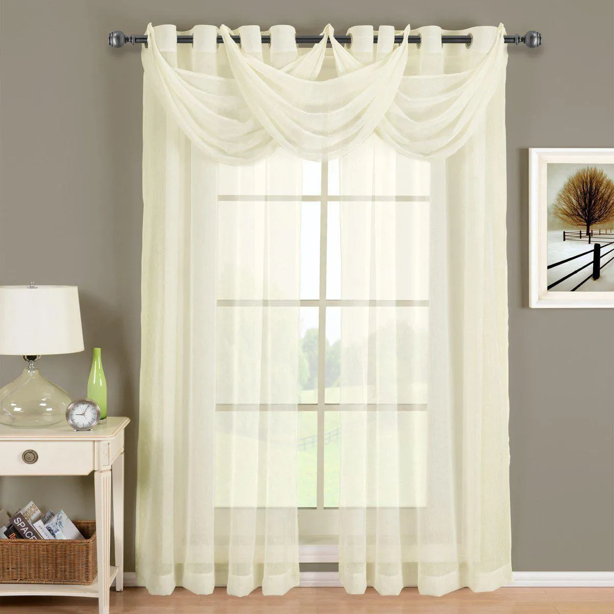 Abri Grommet Crushed Sheer Window Treatment (Single)