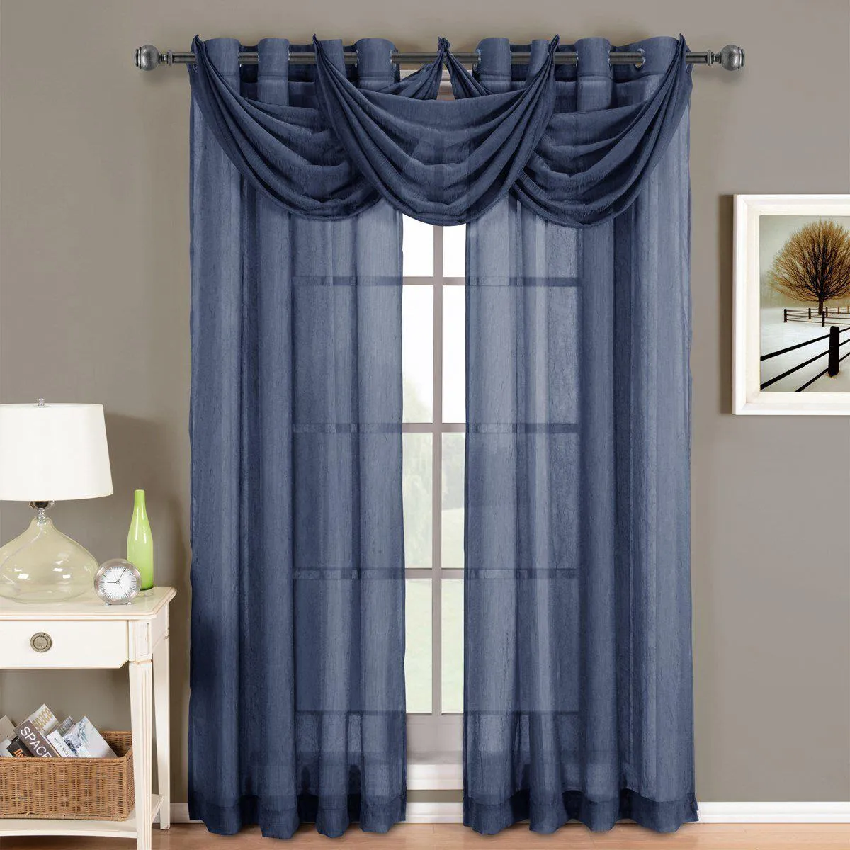 Abri Grommet Crushed Sheer Window Treatment (Single)