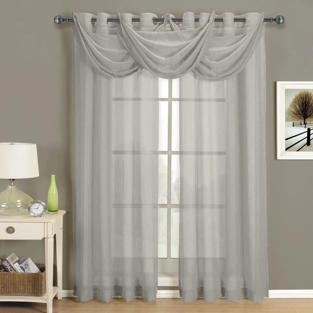 Abri Grommet Crushed Sheer Window Treatment (Single)