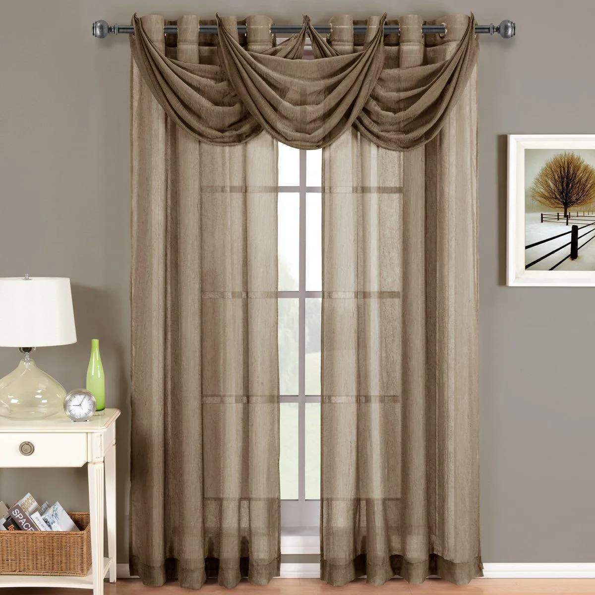 Abri Grommet Crushed Sheer Window Treatment (Single)