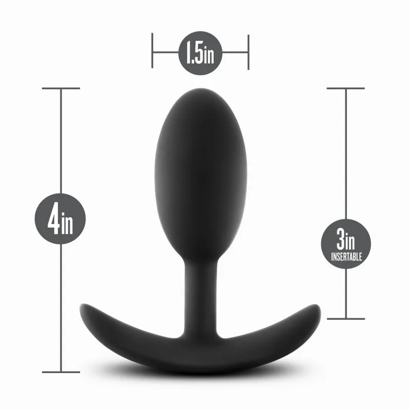 Anal Adventures - Platinum - Silicone Vibra Slim  Plug -Medium - Black