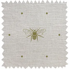 Bees Gold Linen Blend Fabric Sample