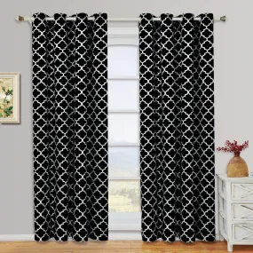 Black & White Meridian Room-Darkening Thermal Insulated Curtain Pair (Set of 2 Panels)