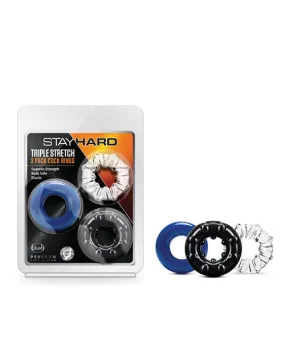 Blush Stay Hard Triple Stretch Cock Rings - Pack Of 3