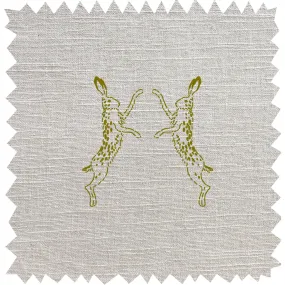 Boxing Hares Dark Stone Linen Blend Fabric Sample