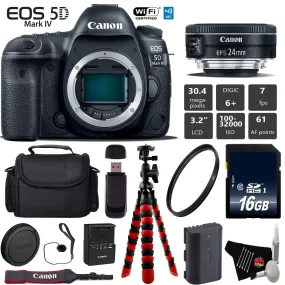 Canon EOS 5D Mark IV DSLR Camera with 24mm f/2.8 STM Lens   Wireless Remote   UV Protection Filter   Case   Wrist Strap Base Bundle