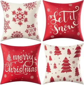 Christmas Pillow Covers 18X18 Inches Linen Holiday Pillow Cases for Couch Sofa Car Home