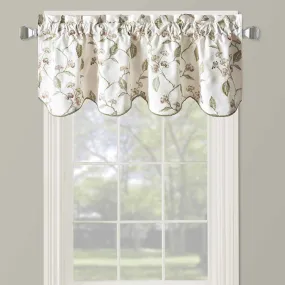 Doris Lined Valance Scalloped Decorative Rope Embroidered 52"Wx17"L (Single)