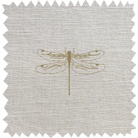 Dragonfly Neutral Gold Linen Blend Fabric Sample