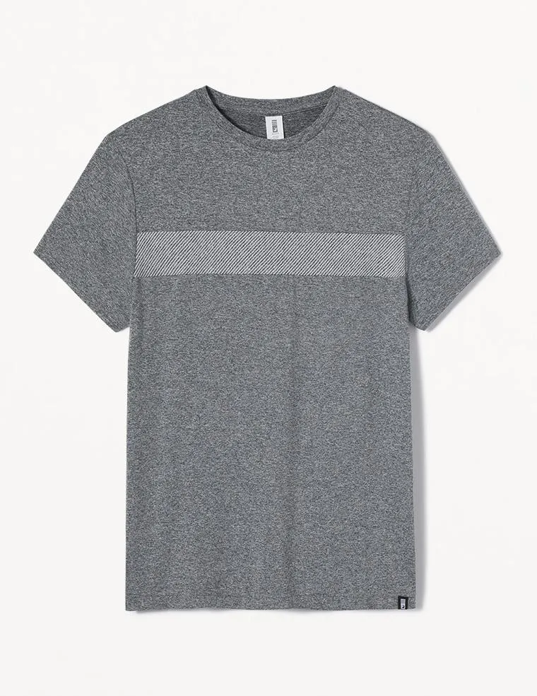 Ionian Short Sleeve: Charcoal Heather and White Stripe