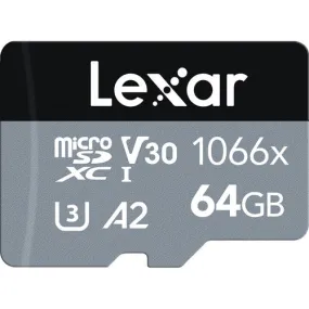 Lexar 64GB Professional 1066x UHS-I microSDXC 64GB Memory Card without SD Adapter (SILVER Series)