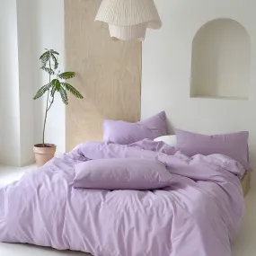 Modern Washed Cotton Bedding Set / Purple