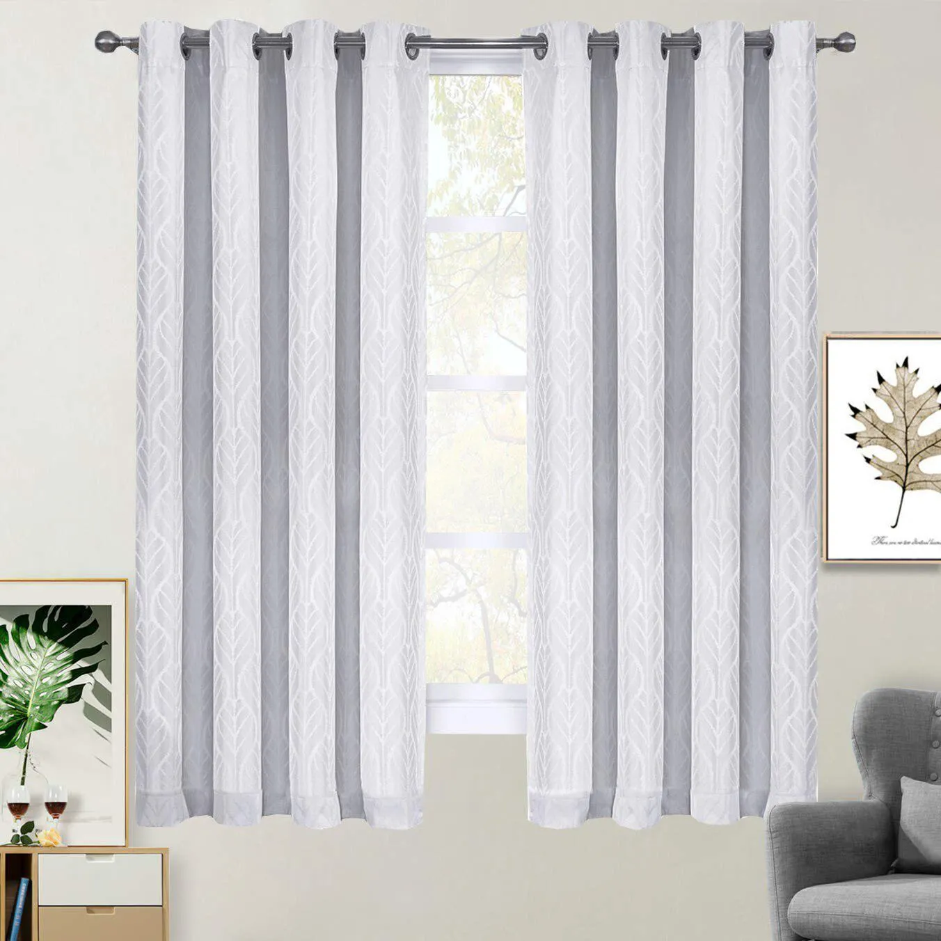 Pair Hilton Blackout Curtains Jacquard Thermal Insulated Set of 2 Panels