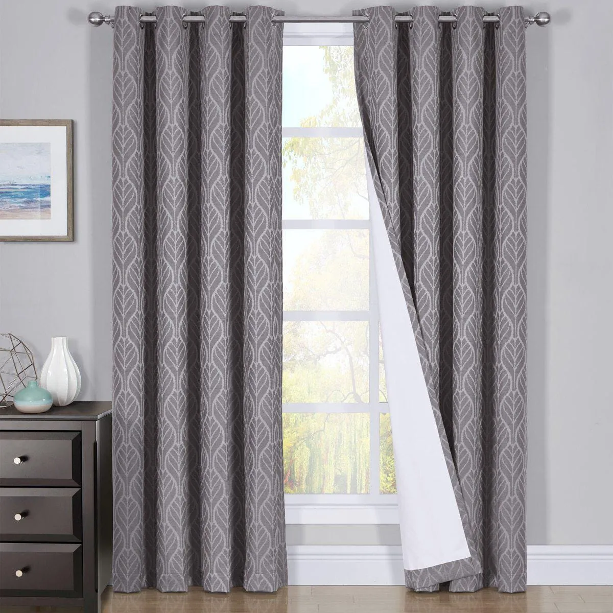 Pair Hilton Blackout Curtains Jacquard Thermal Insulated Set of 2 Panels