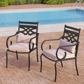 PHI VILLA Knit Mesh Pattern Patio Dining Chairs