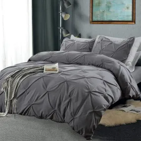 Pinch Pleat Luxury Silk 3 pcs Duvet Cover Set