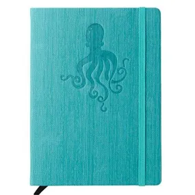 Red Co Journal with Embossed Octopus, 240 Pages, 5"x 7" Lined, Turquoise