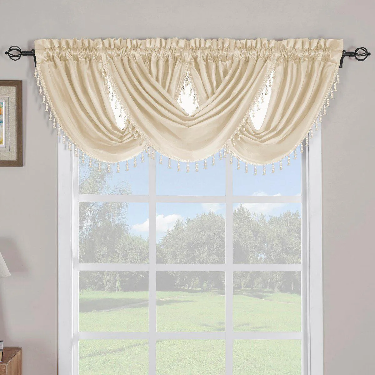 Soho Waterfall Decorative Trim Window Valance 57”wx 37”L (Single)