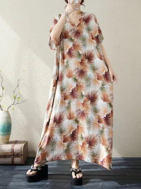 Women's Fresh and Colorful Floral Side Pockets Kaftan dress