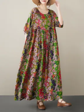 Women's Summer Loose Floral Fantasy Smock Dress